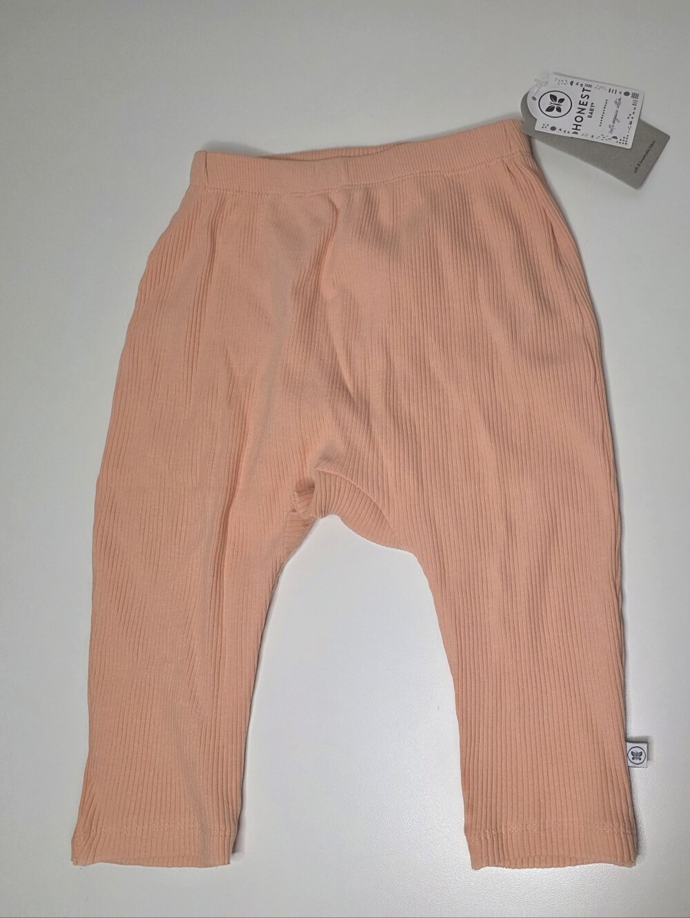NWT Honest Baby 6-9M Organic Cotton Chunky Rib Harem Pant Coral Pink